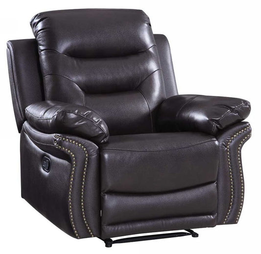 44" Brown Comfortable Leather Recliner Chair By Homeroots