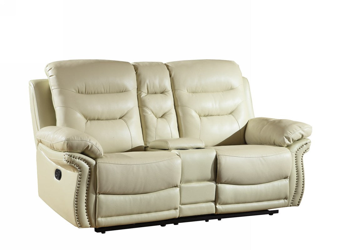 44" Comfortable Beige Leather Console Loveseat By Homeroots | Loveseats | Modishstore