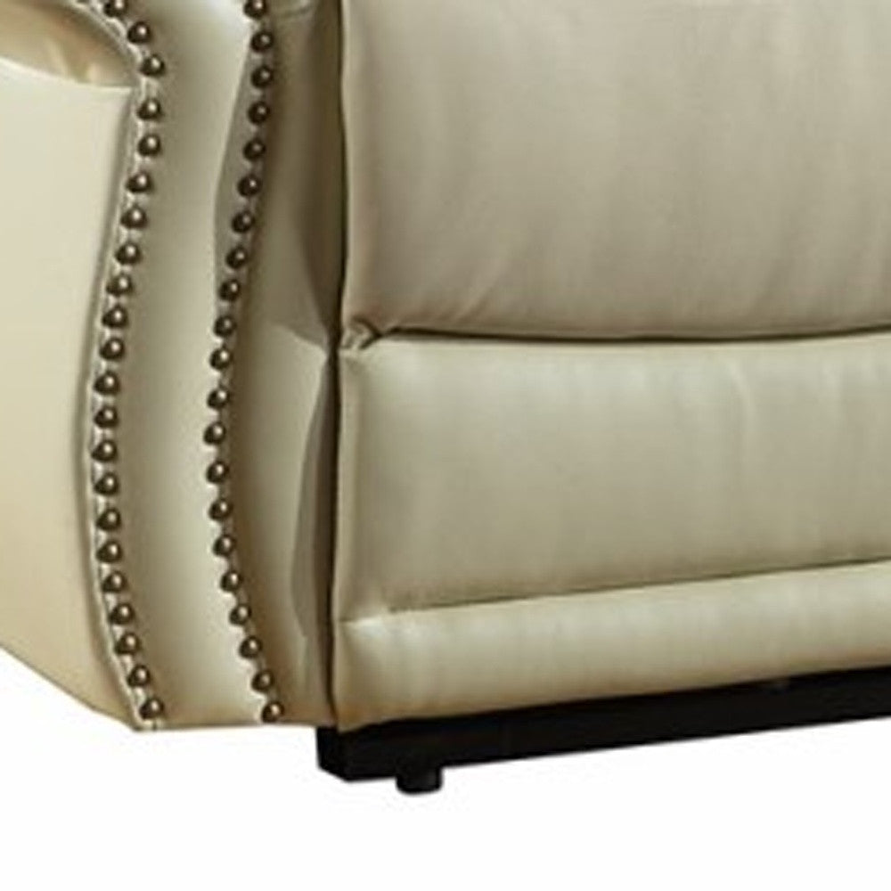 44" Comfortable Beige Leather Console Loveseat By Homeroots | Loveseats | Modishstore - 2
