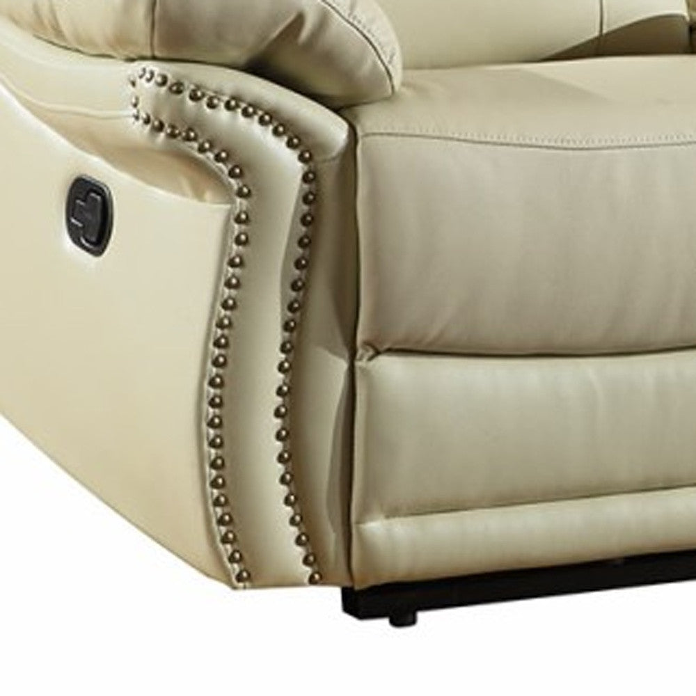 44" Comfortable Beige Leather Console Loveseat By Homeroots | Loveseats | Modishstore - 3