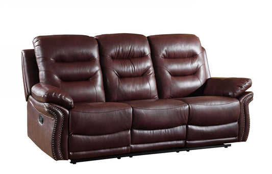 44" Comfortable Burgundy Leather Sofa By Homeroots