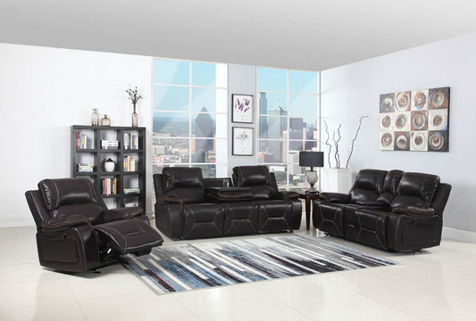 124" Classy Brown Leather Sofa Set By Homeroots | Sofa Set | Modishstore