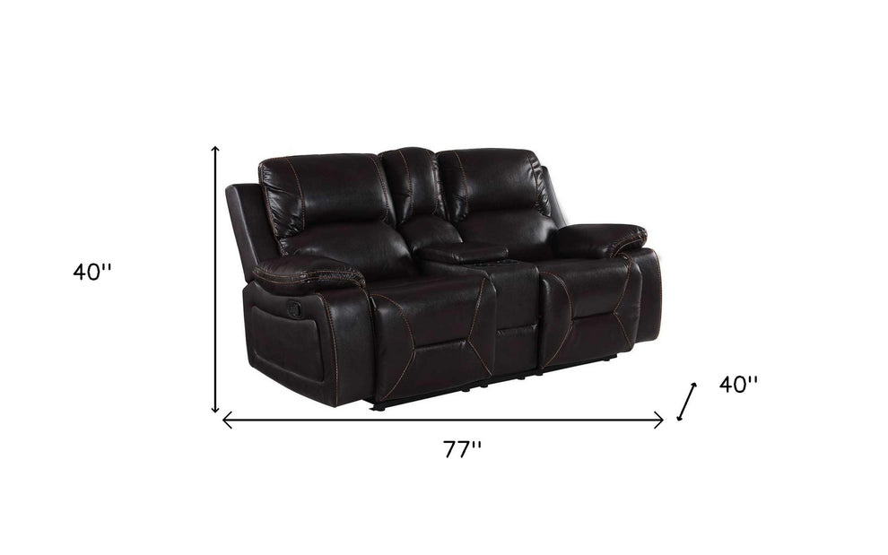40" Classy Brown Leather Loveseat By Homeroots | Loveseats | Modishstore - 4