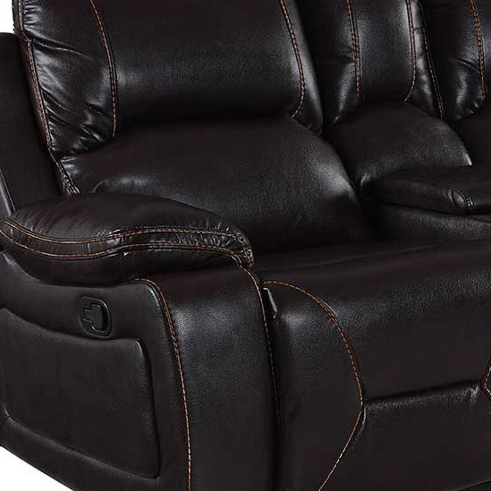 40" Classy Brown Leather Loveseat By Homeroots | Loveseats | Modishstore - 2