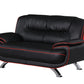 115" Sleek Black Leather Sofa Set By Homeroots
