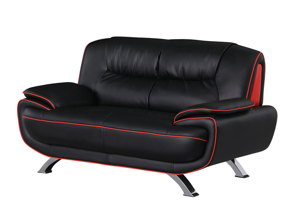 115" Sleek Black Leather Sofa Set By Homeroots | Sofa Set | Modishstore - 8