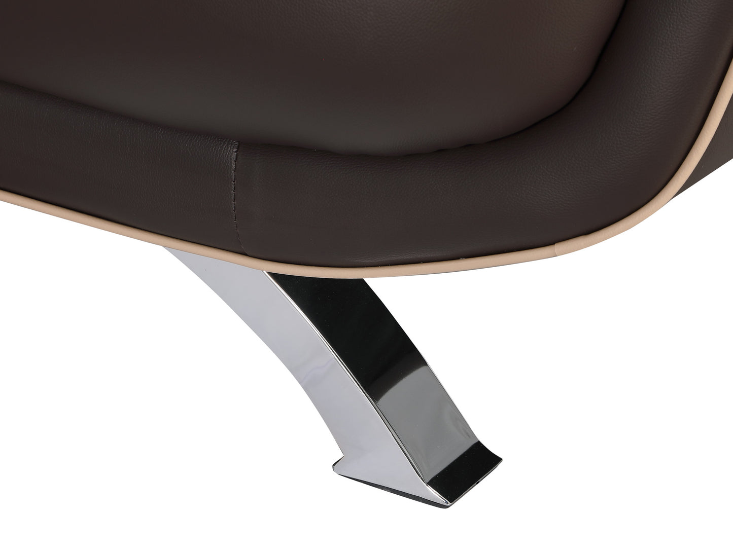 47" Brown and Silver Leather Match Arm Chair By Homeroots | Armchairs | Modishstore - 7
