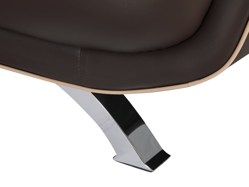 47" Brown and Silver Leather Match Arm Chair By Homeroots | Armchairs | Modishstore - 7