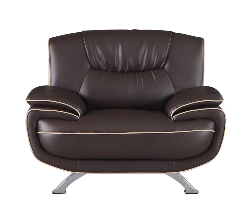 47" Brown and Silver Leather Match Arm Chair By Homeroots | Armchairs | Modishstore