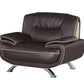 47" Brown and Silver Leather Match Arm Chair By Homeroots | Armchairs | Modishstore - 3