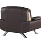 47" Brown and Silver Leather Match Arm Chair By Homeroots