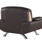 47" Brown and Silver Leather Match Arm Chair By Homeroots | Armchairs | Modishstore - 2