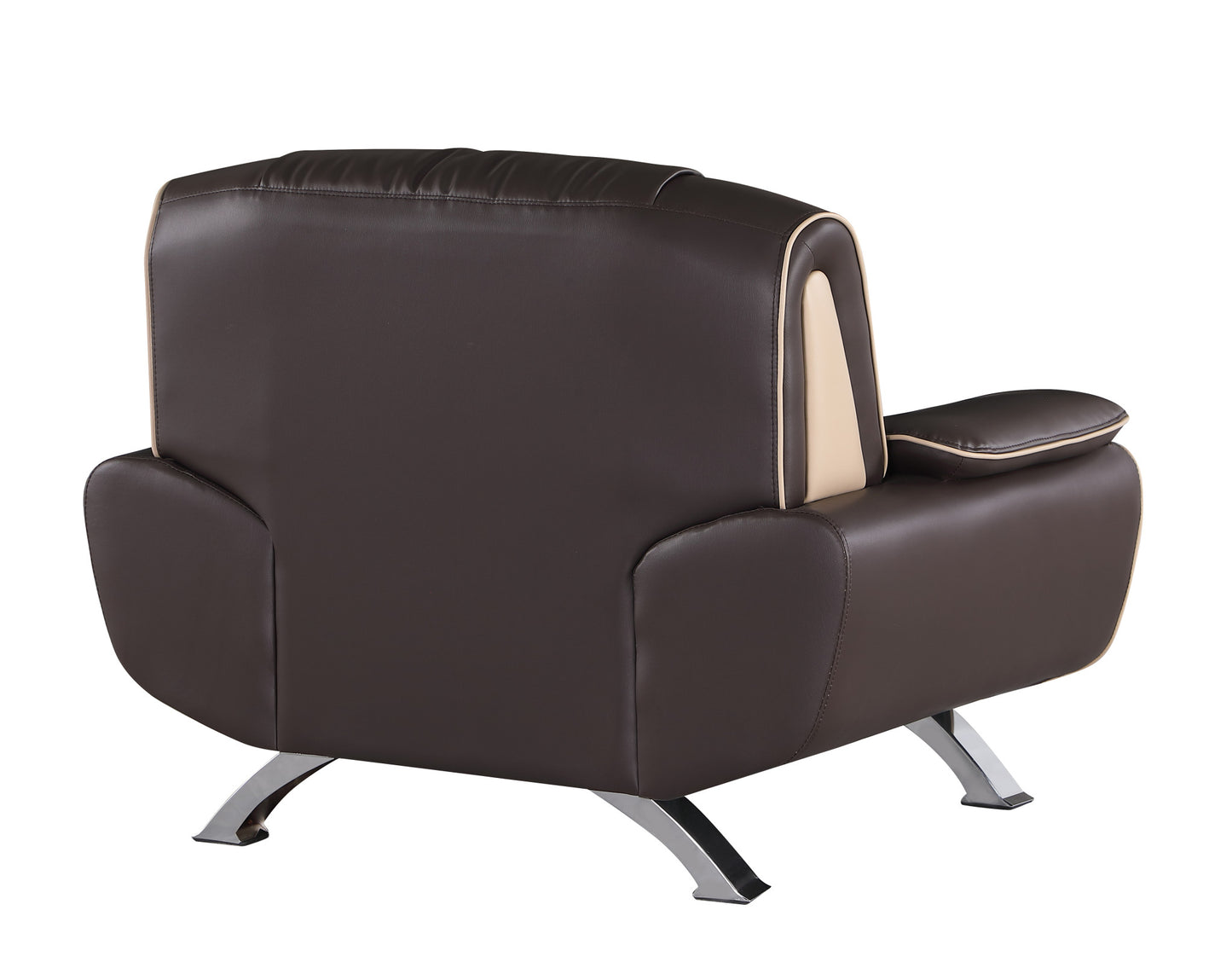 47" Brown and Silver Leather Match Arm Chair By Homeroots | Armchairs | Modishstore - 2
