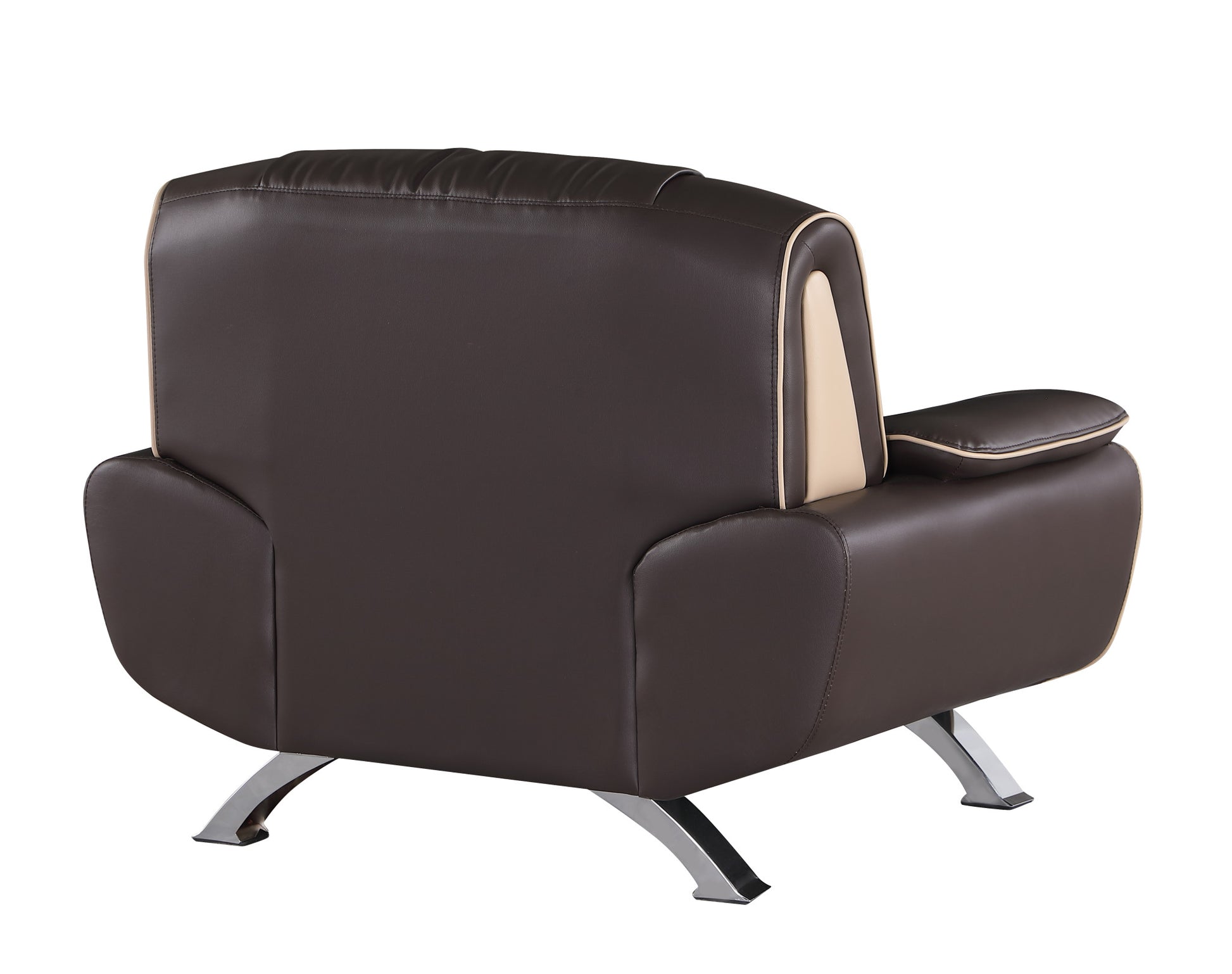 47" Brown and Silver Leather Match Arm Chair By Homeroots | Armchairs | Modishstore - 2