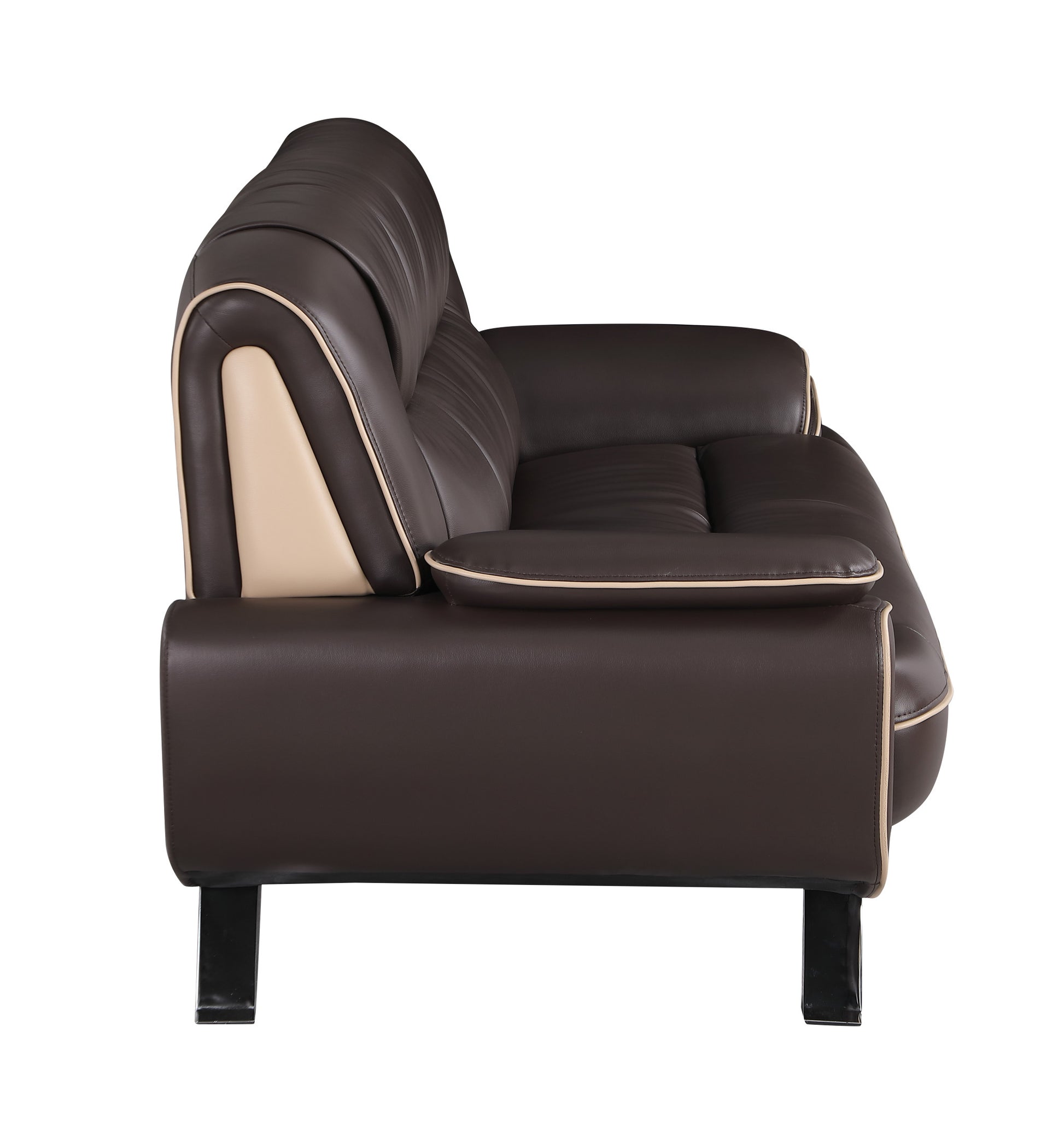 47" Brown and Silver Leather Match Arm Chair By Homeroots | Armchairs | Modishstore - 5