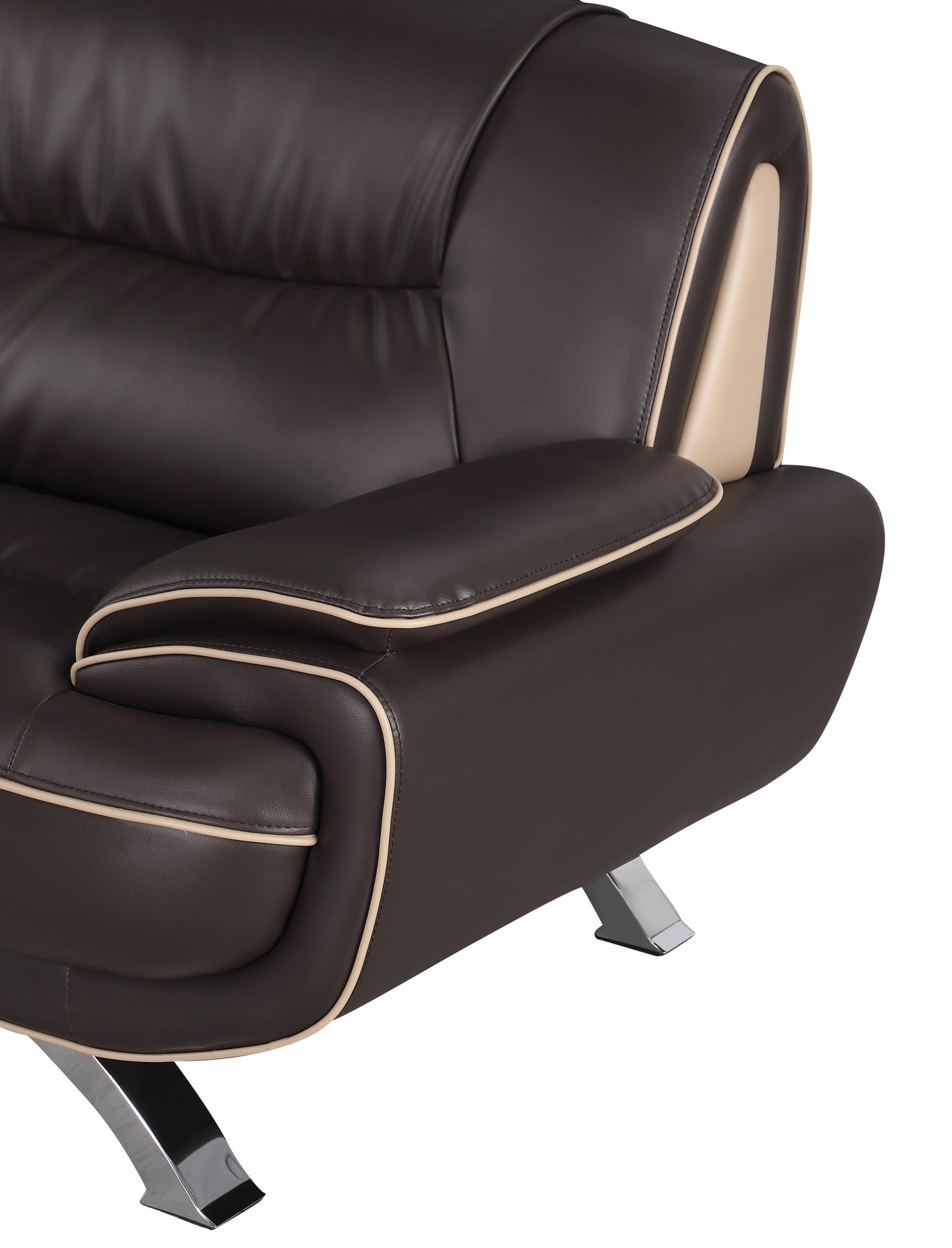 47" Brown and Silver Leather Match Arm Chair By Homeroots | Armchairs | Modishstore - 6