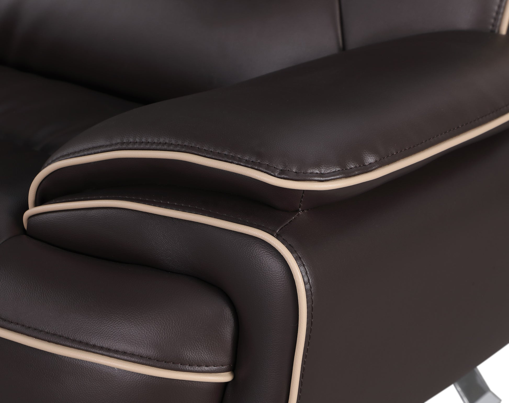 47" Brown and Silver Leather Match Arm Chair By Homeroots | Armchairs | Modishstore - 9