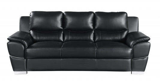 37" Chic Black Leather Sofa By Homeroots | Sofas | Modishstore