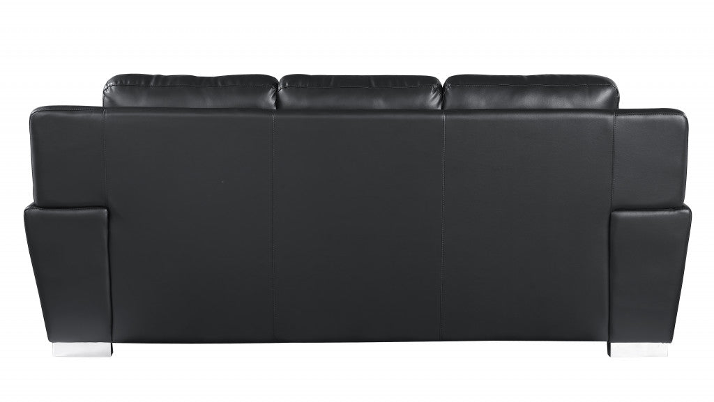 37" Chic Black Leather Sofa By Homeroots | Sofas | Modishstore - 3