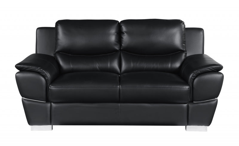 37" Chic Black Leather Loveseat By Homeroots | Loveseats | Modishstore