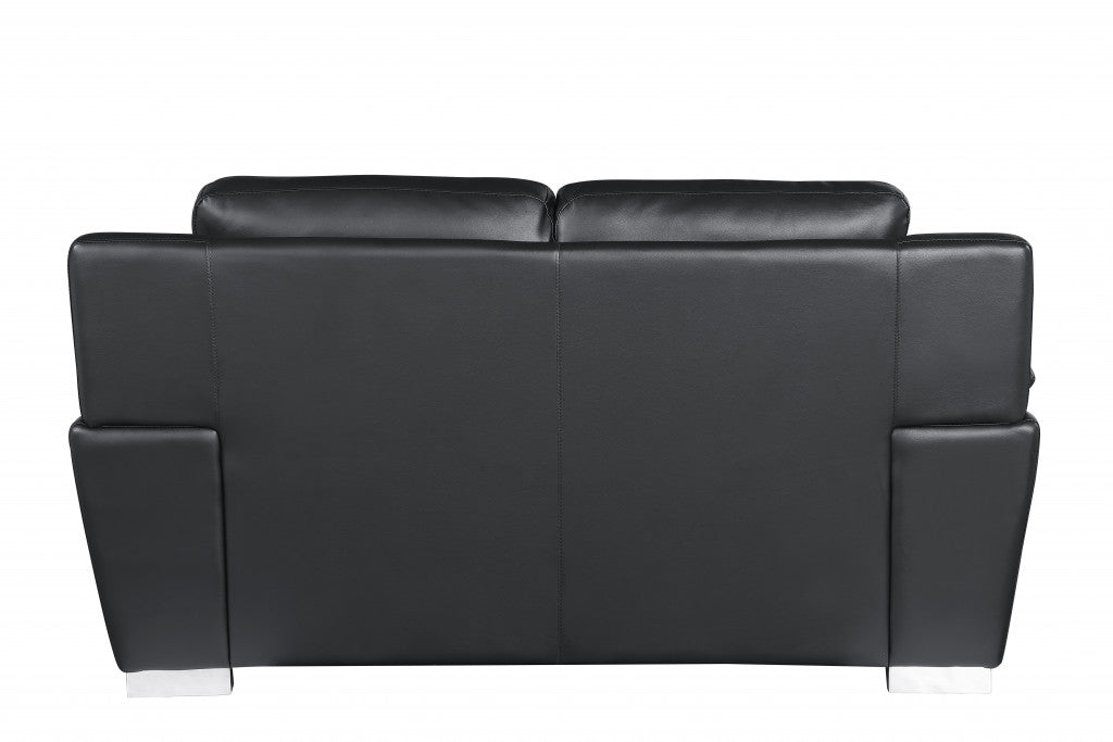 37" Chic Black Leather Loveseat By Homeroots | Loveseats | Modishstore - 2