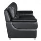 37" Chic Black Leather Loveseat By Homeroots | Loveseats | Modishstore - 3