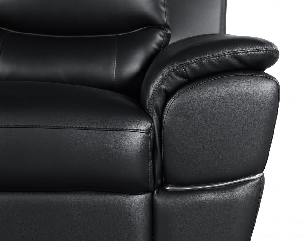 37" Chic Black Leather Loveseat By Homeroots | Loveseats | Modishstore - 4