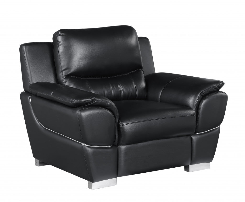 37" Black Chic Leather Recliner Chair By Homeroots | Recliners | Modishstore - 2