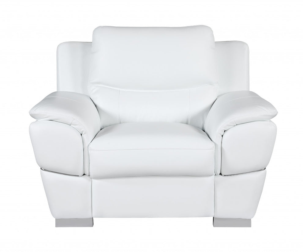 Chic White Leather Sofa Set By Homeroots | Sofa Set | Modishstore - 3