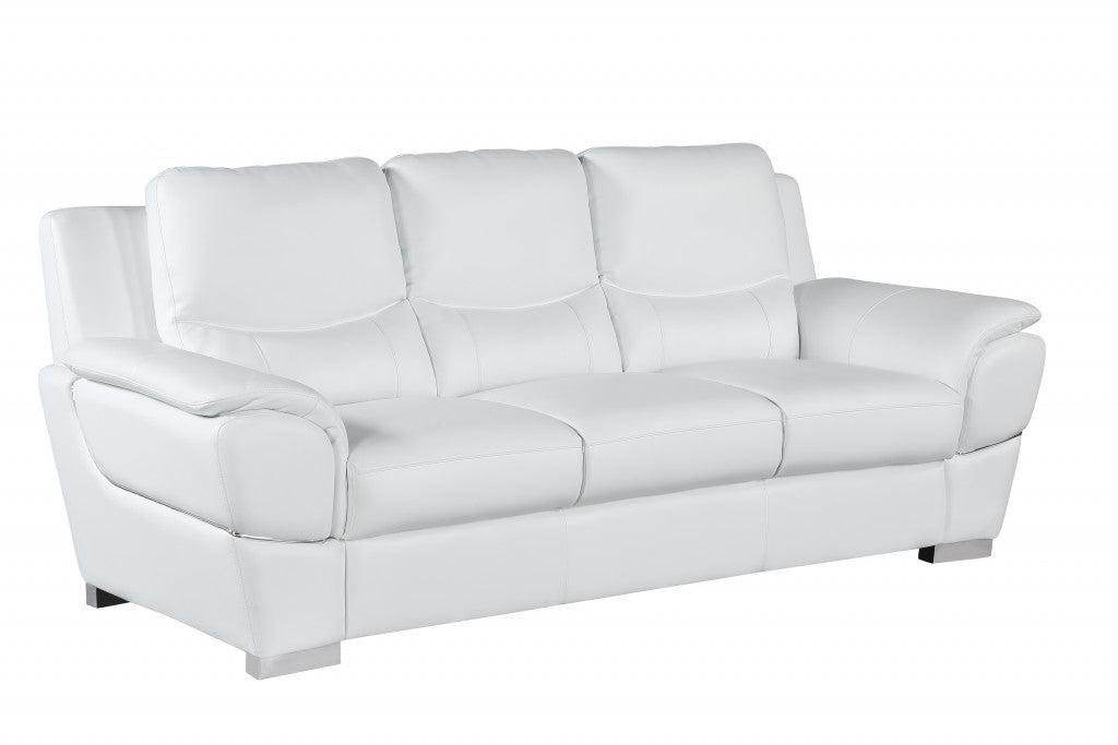 37" Chic White Leather Sofa By Homeroots | Sofas | Modishstore - 2