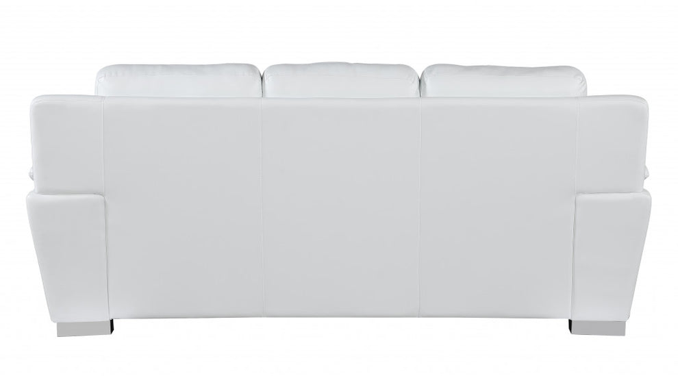 37" Chic White Leather Sofa By Homeroots | Sofas | Modishstore - 3