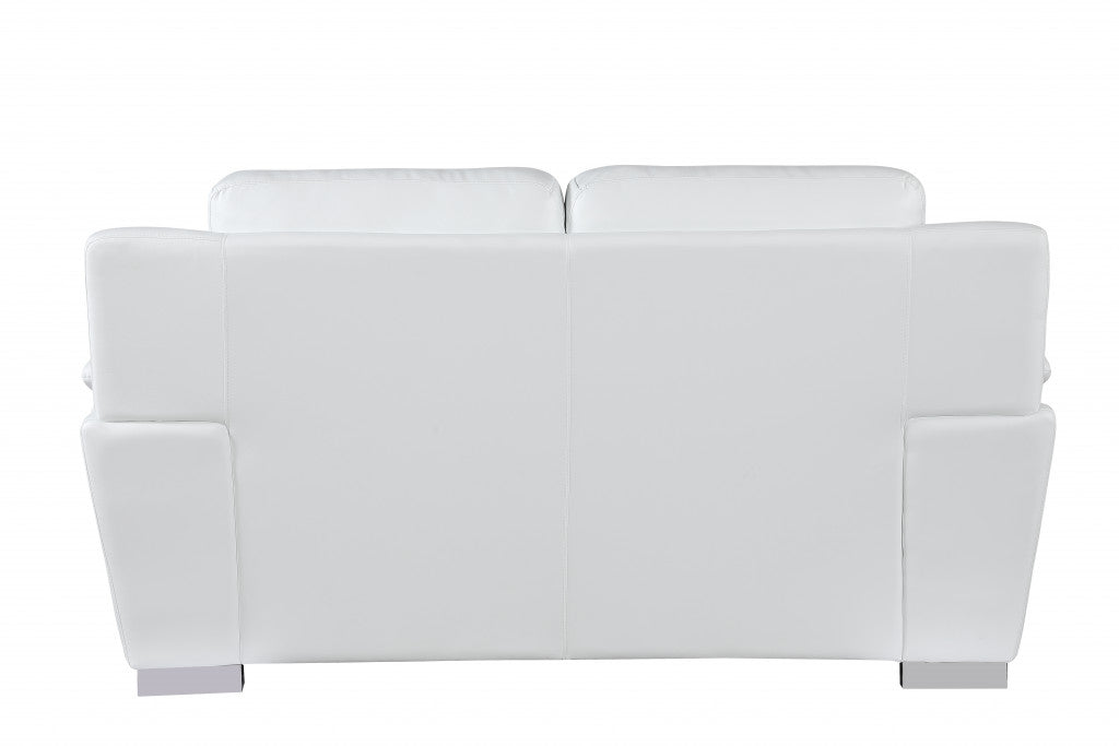 37" Chic White Leather Loveseat By Homeroots | Loveseats | Modishstore - 3