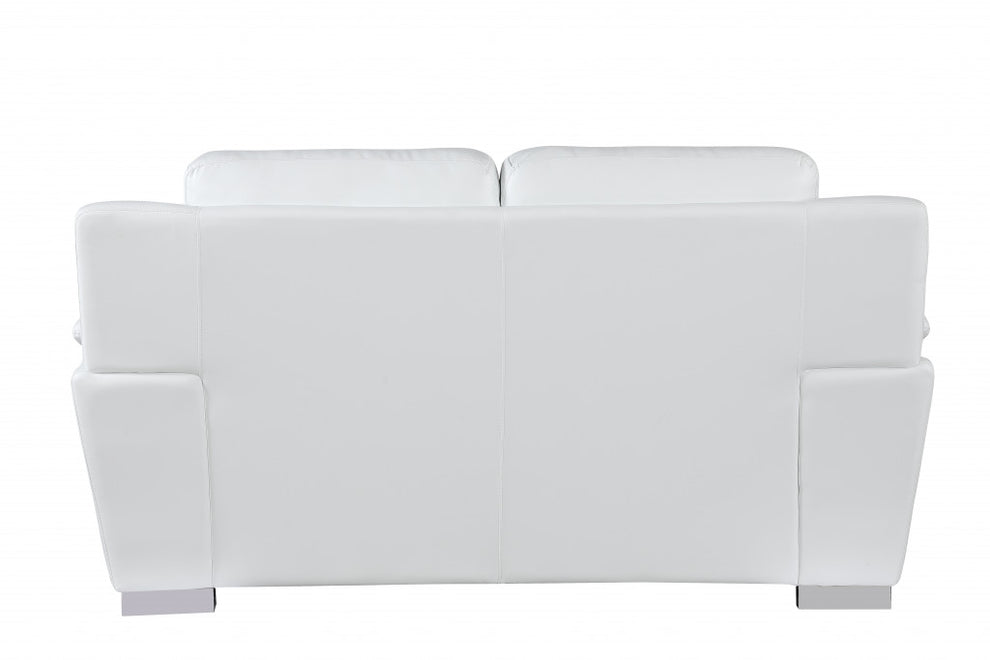 37" Chic White Leather Loveseat By Homeroots | Loveseats | Modishstore - 3