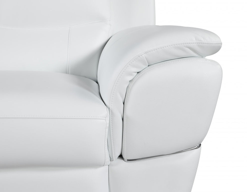 37" Chic White Leather Loveseat By Homeroots | Loveseats | Modishstore - 5