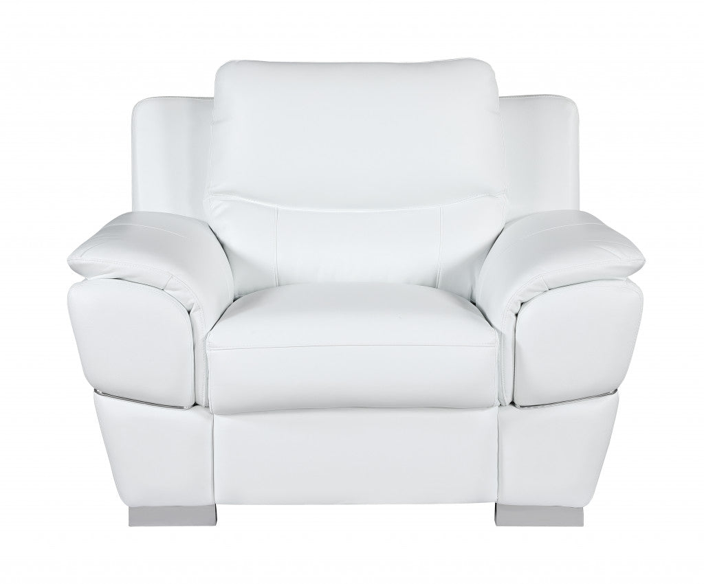 37" White Chic Leather Stationary Chair By Homeroots | Chairs & Recliners | Modishstore