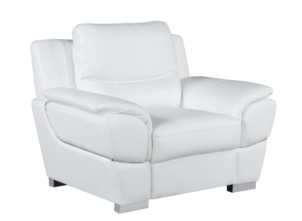 37" White Chic Leather Stationary Chair By Homeroots | Chairs & Recliners | Modishstore - 2
