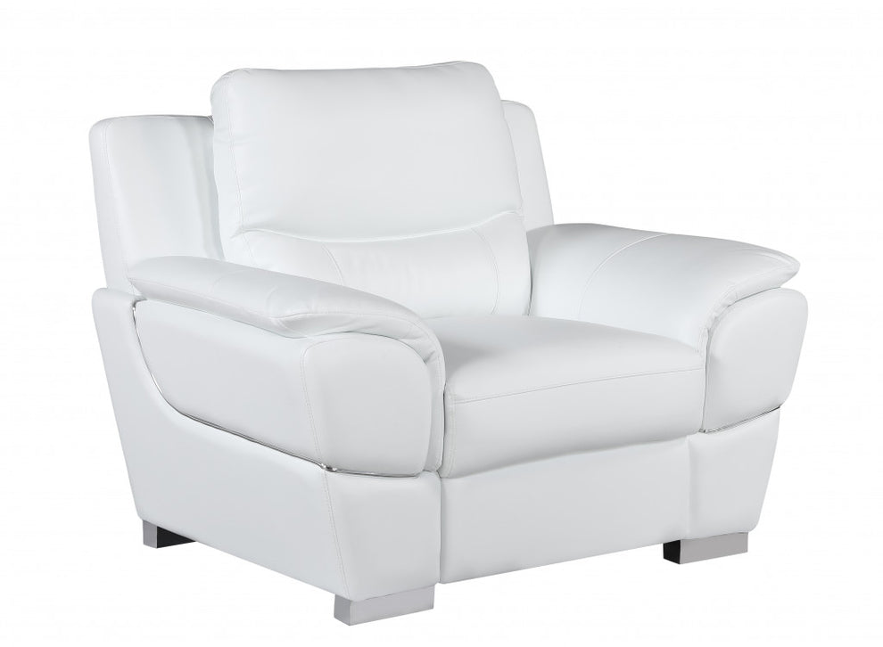 37" White Chic Leather Stationary Chair By Homeroots | Recliners | Modishstore - 2