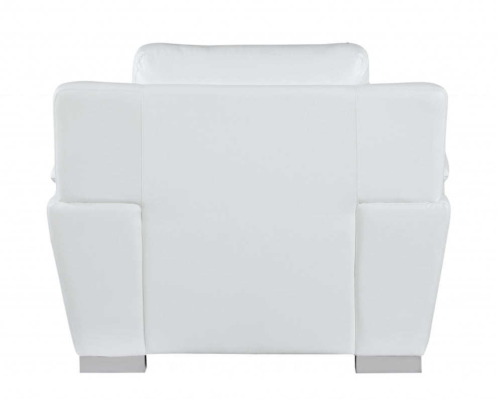 37" White Chic Leather Stationary Chair By Homeroots | Recliners | Modishstore - 3