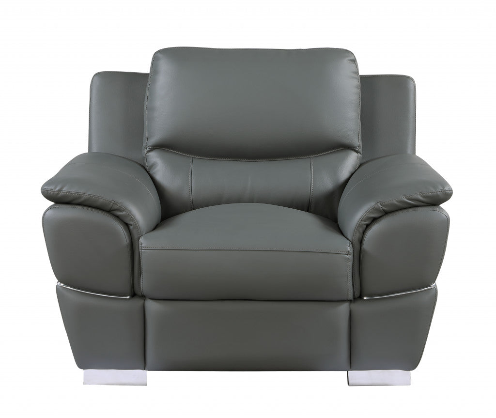 111" Chic Grey Leather Sofa Set By Homeroots | Sofa Set | Modishstore - 3