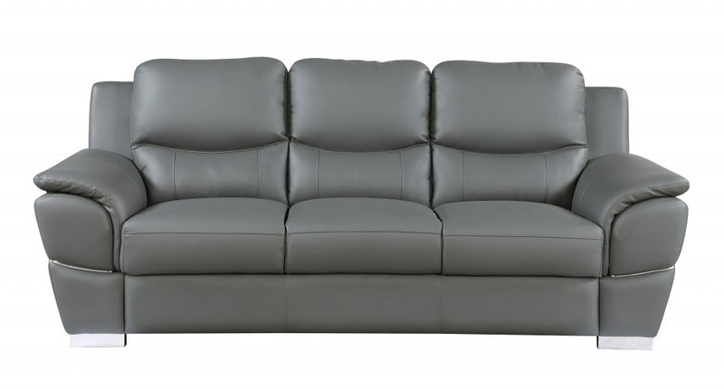 37" Chic Grey Leather Sofa By Homeroots | Sofas | Modishstore