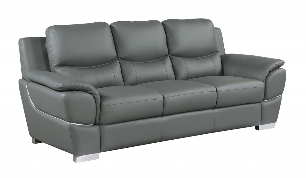 37" Chic Grey Leather Sofa By Homeroots | Sofas | Modishstore - 2