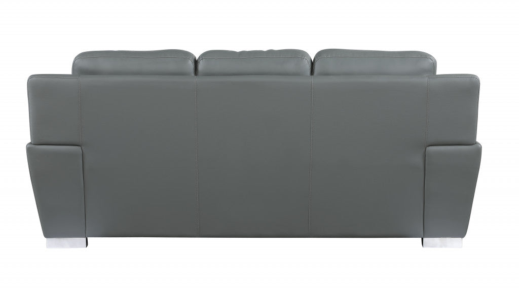 37" Chic Grey Leather Sofa By Homeroots | Sofas | Modishstore - 3