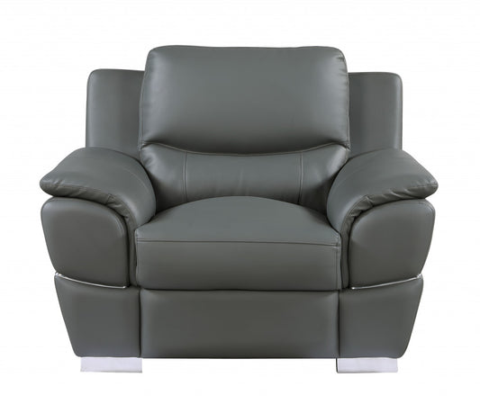 37" Grey Chic Leather Recliner Chair By Homeroots | Chairs & Recliners | Modishstore
