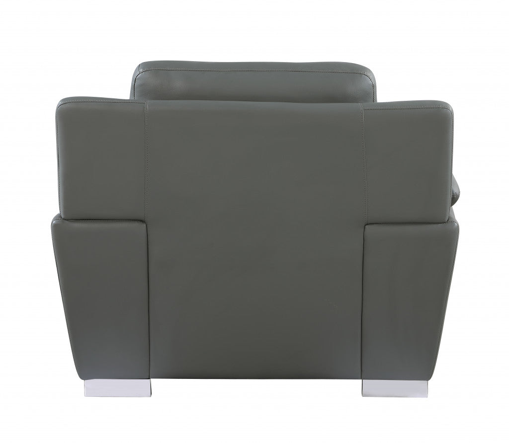 37" Grey Chic Leather Recliner Chair By Homeroots | Recliners | Modishstore - 2