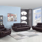 110" Charming Brown Leather Sofa Set By Homeroots | Sofa Set | Modishstore - 2