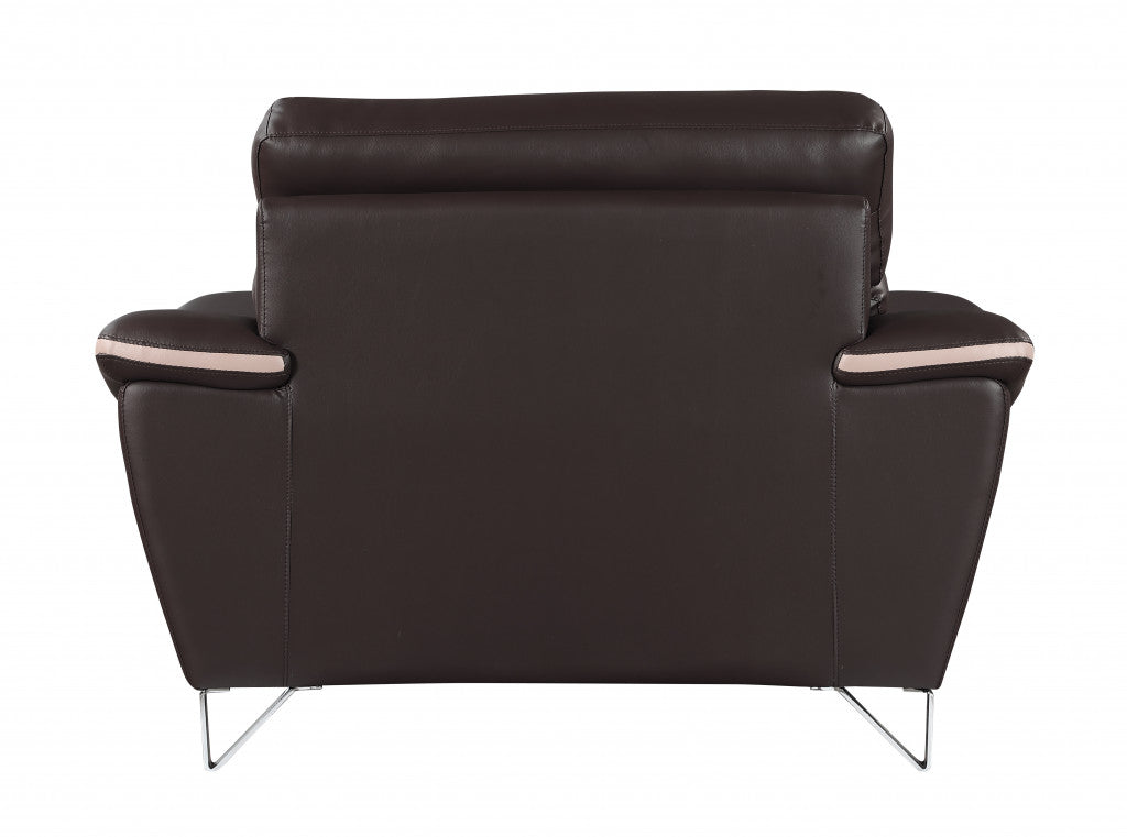 110" Charming Brown Leather Sofa Set By Homeroots | Sofa Set | Modishstore - 5