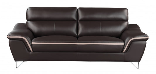 36" Charming Brown Leather Sofa By Homeroots | Sofas | Modishstore