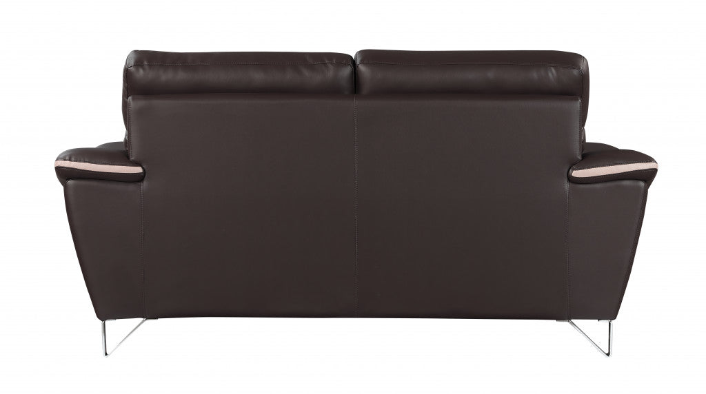 36" Contemporary Brown Leather Loveseat By Homeroots | Loveseats | Modishstore - 3