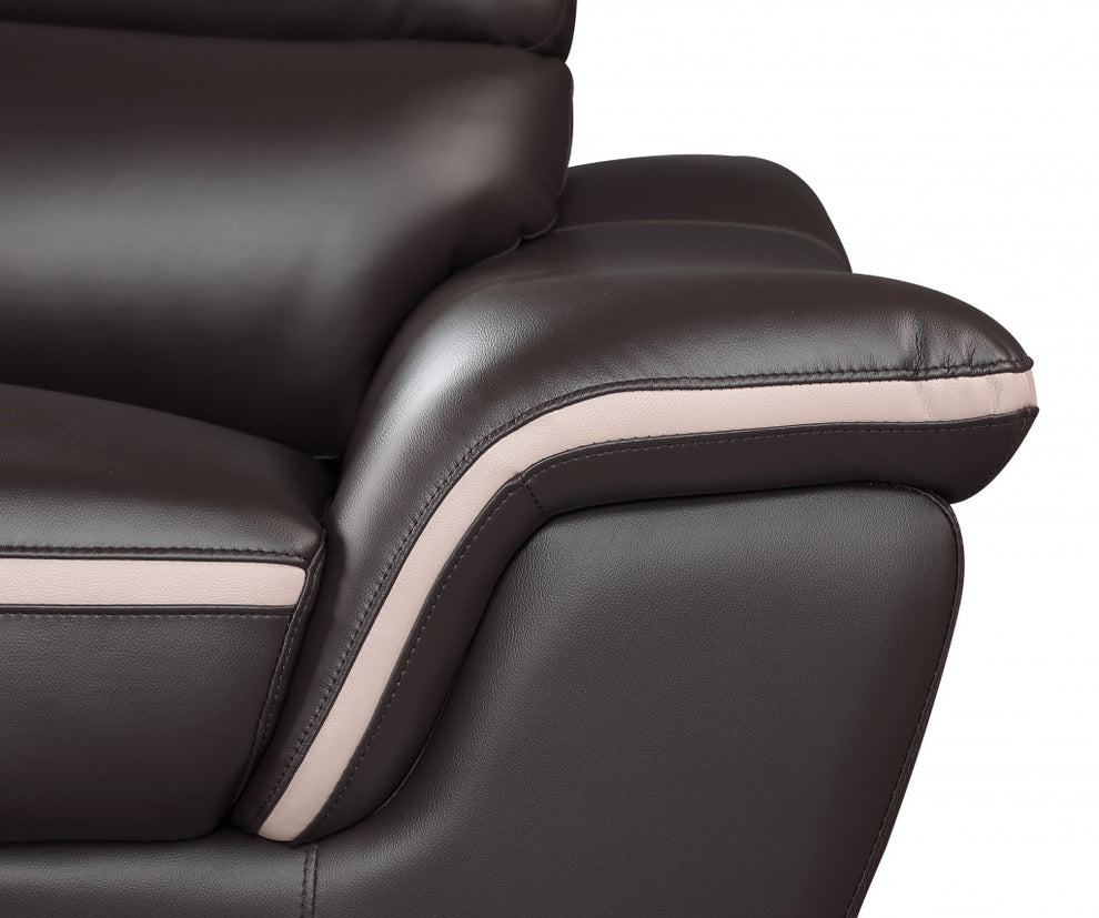 36" Contemporary Brown Leather Loveseat By Homeroots | Loveseats | Modishstore - 6
