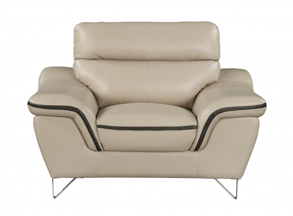 108" Charming Beige Leather Sofa Set By Homeroots | Sofa Set | Modishstore - 2